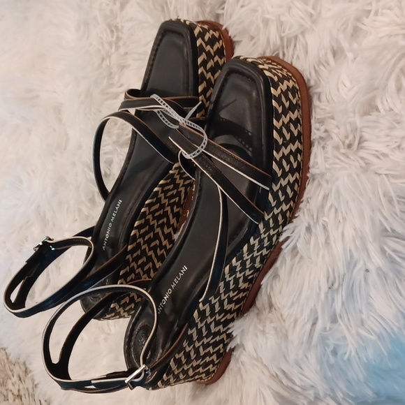 Antonio Melani Hazelle Strappy Woven Platform Wedge Espadrille Sandals Size 10 - Picture 4 of 14